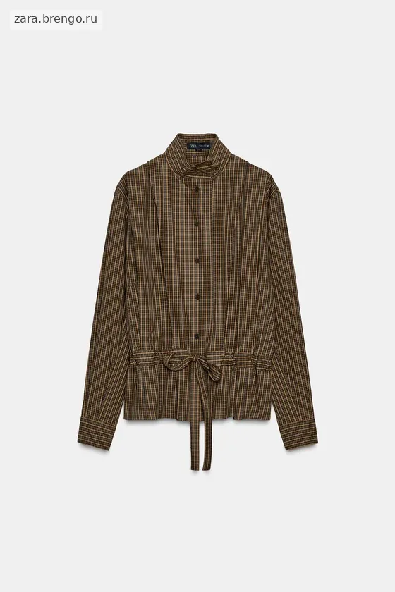 РУБАШКА ИЗ ХЛОПКА В КЛЕТКУ С ЗАВЯЗКАМИ — коллекция Zara «ZW»