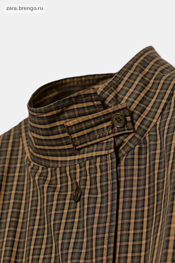 РУБАШКА ИЗ ХЛОПКА В КЛЕТКУ С ЗАВЯЗКАМИ — коллекция Zara «ZW»