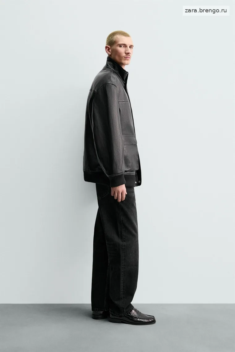 Куртка из натуральной кожи релакс-фит Zara 