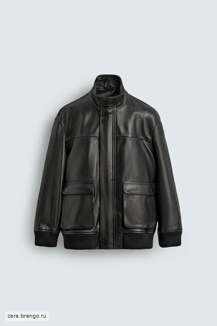 Куртка из натуральной кожи релакс-фит Zara 