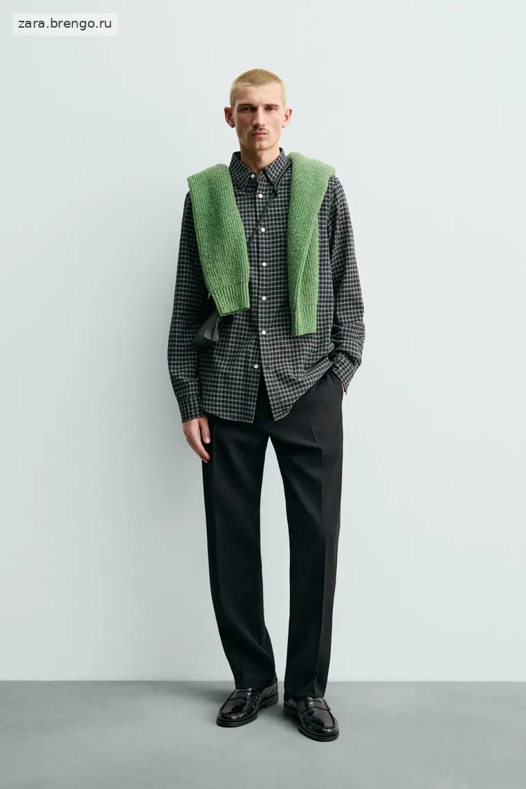 Рубашка клетчатая с добавлением шерсти Zara 