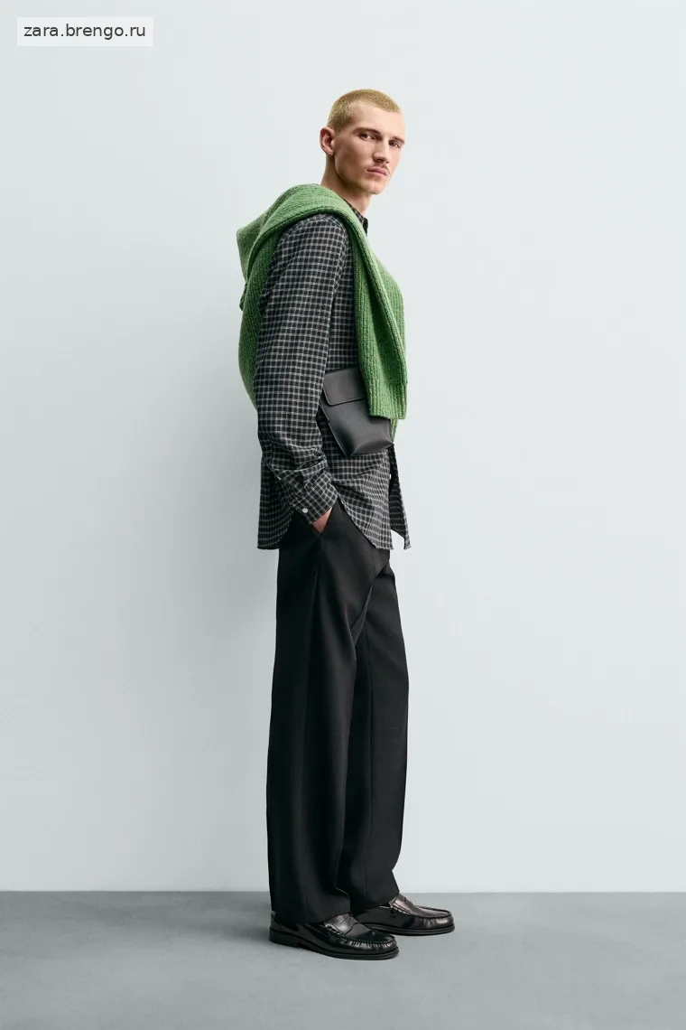Рубашка клетчатая с добавлением шерсти Zara 