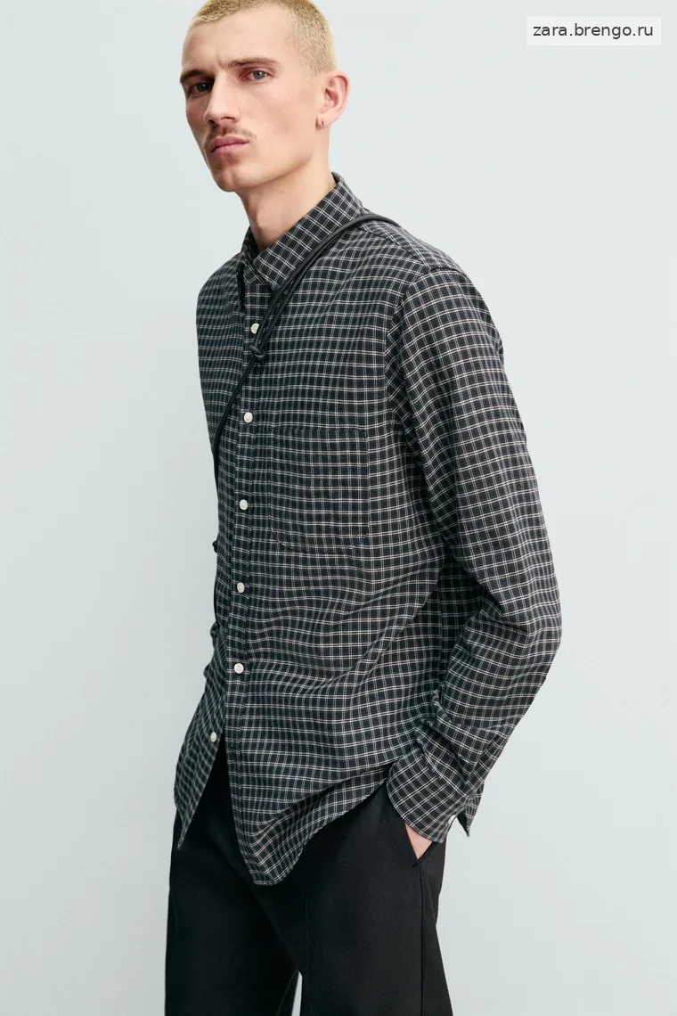 Рубашка клетчатая с добавлением шерсти Zara 