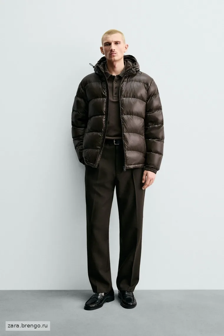 Пуховик с водоотталкивающим покрытием, 80% пух, 20% перо, коллекция Zara 