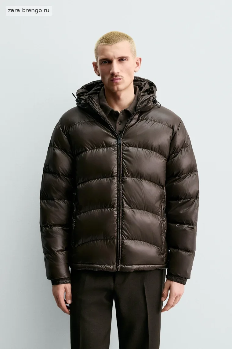 Пуховик с водоотталкивающим покрытием, 80% пух, 20% перо, коллекция Zara 