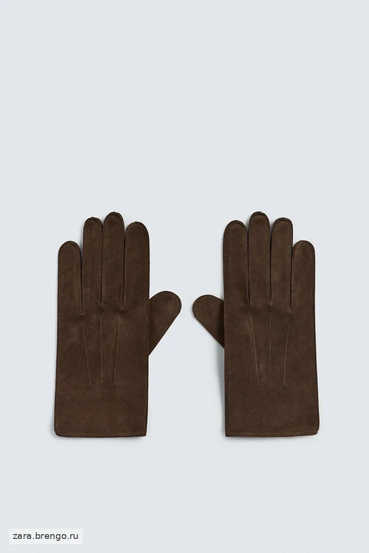 Перчатки из замши и кожи Zara 