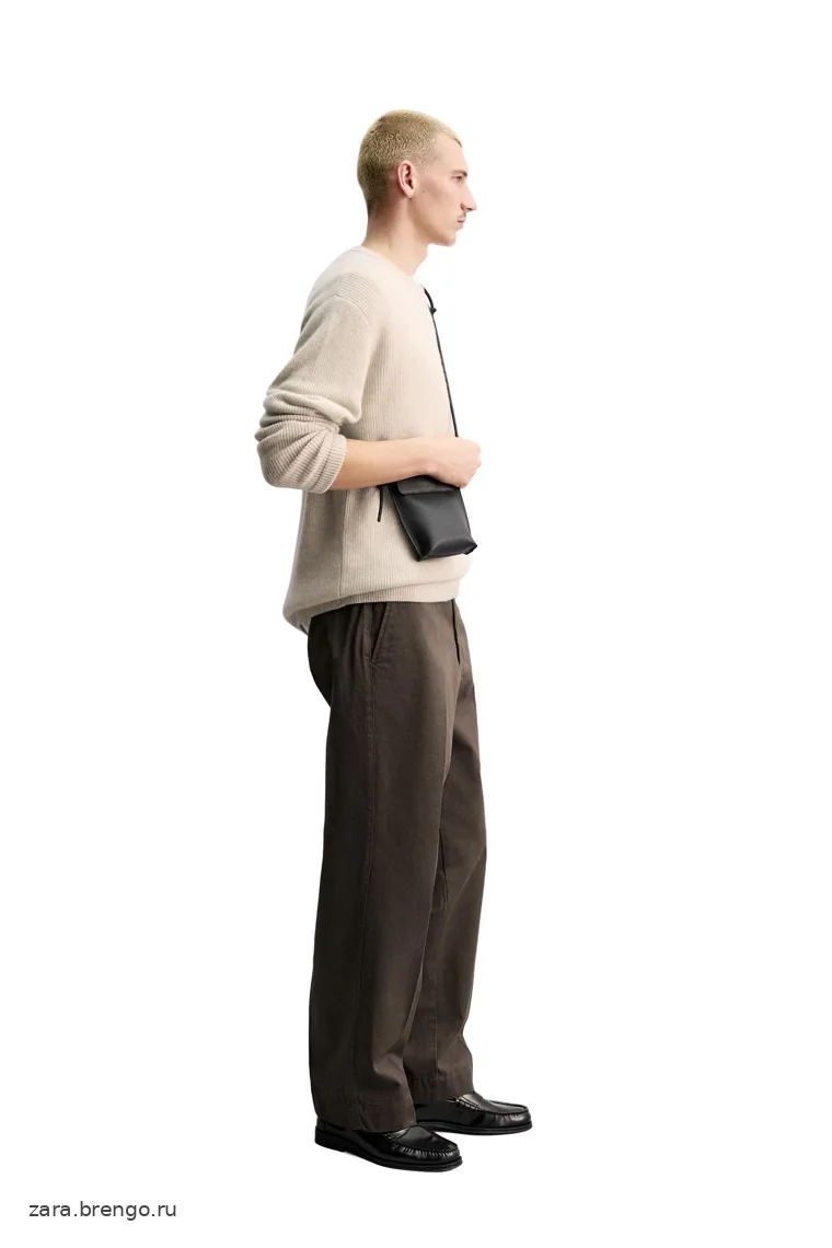 Брюки из хлопкового твила Zara 