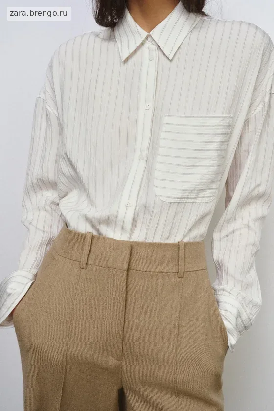 РУБАШКА ИЗ СТРУЯЩЕЙСЯ ТКАНИ В ПОЛОСКУ — коллекция Zara «ZW»