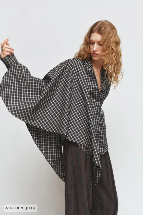 РУБАШКА В КЛЕТКУ С ПЛАТКОМ — коллекция Zara «ZW»