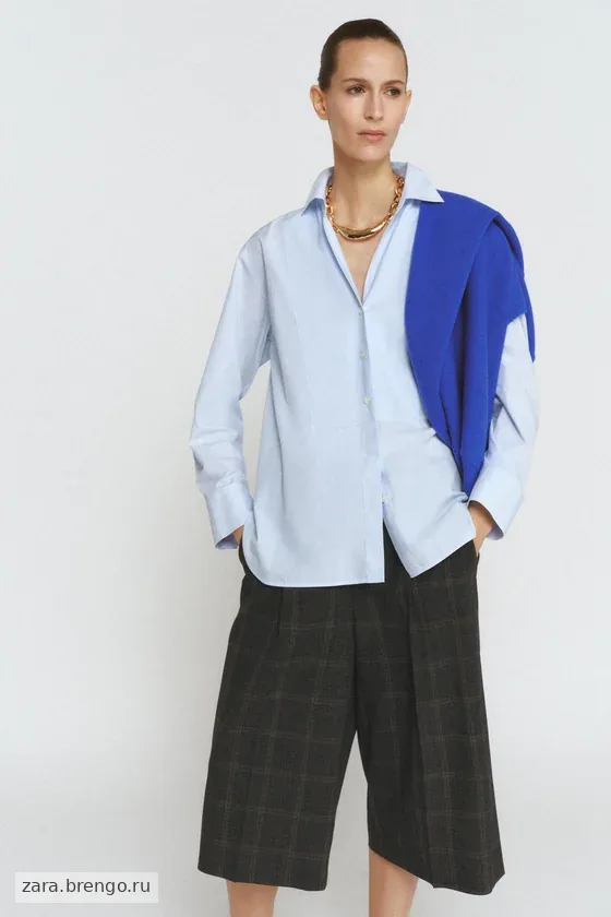 РУБАШКА ИЗ ПОПЛИНА коллекция Zara «ZW»