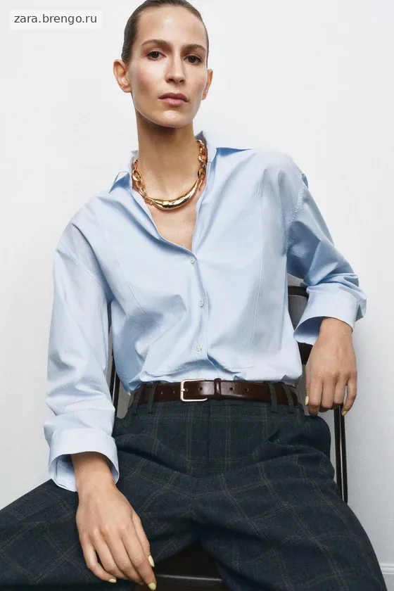 РУБАШКА ИЗ ПОПЛИНА коллекция Zara «ZW»