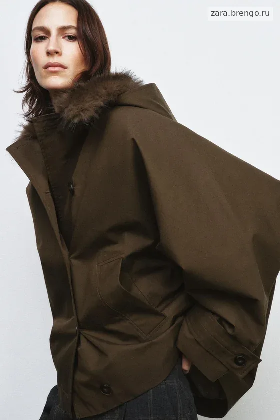 КОРОТКИЙ ТРЕНЧ С МЕХОВЫМ ВОРОТНИКОМ — коллекция Zara «ZW»