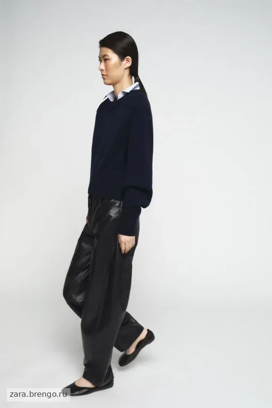 БРЮКИ-БАРРЕЛЬ ИЗ КОЖИ коллекция Zara «ZW» 