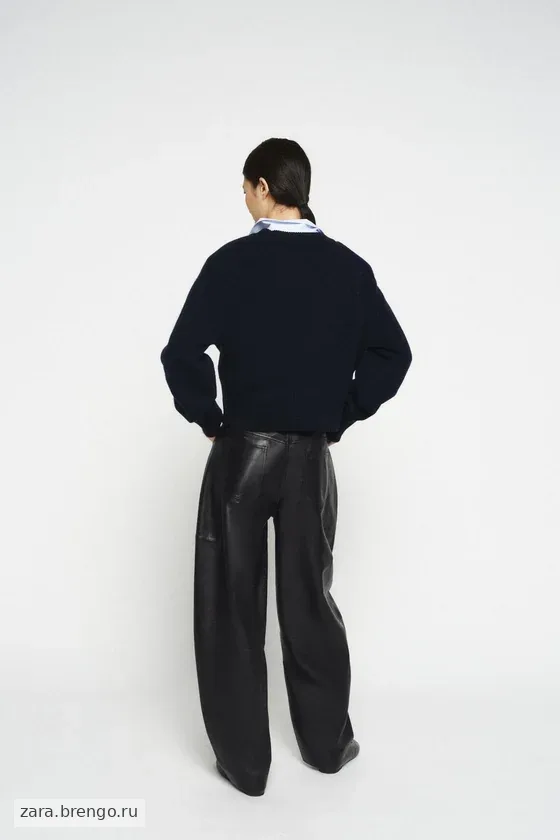 БРЮКИ-БАРРЕЛЬ ИЗ КОЖИ коллекция Zara «ZW» 