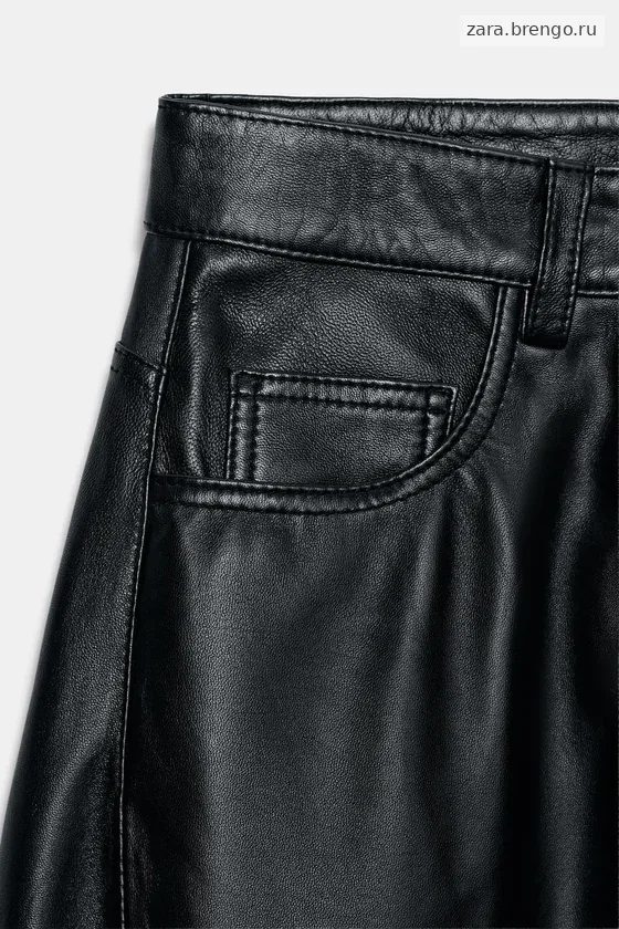 БРЮКИ-БАРРЕЛЬ ИЗ КОЖИ коллекция Zara «ZW» 