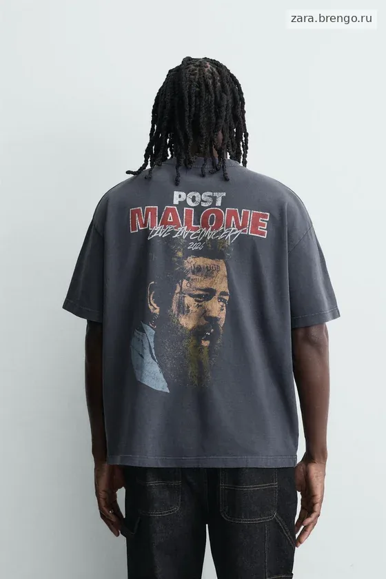 ТОЛСТОВКА С ЭФФЕКТОМ ПОТЕРТОСТИ С ГРАФИЧЕСКИМ ПРИНТОМ POST MALONE ™