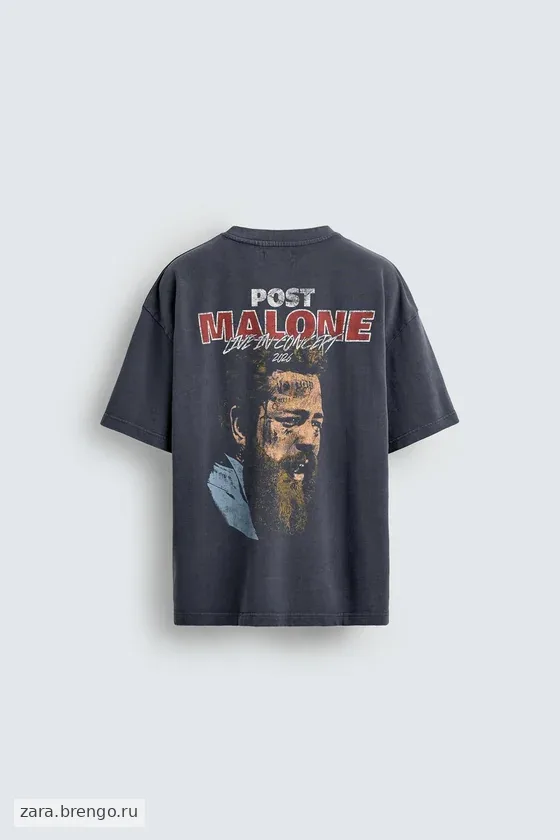 ТОЛСТОВКА С ЭФФЕКТОМ ПОТЕРТОСТИ С ГРАФИЧЕСКИМ ПРИНТОМ POST MALONE ™