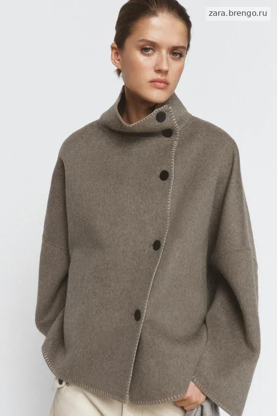 КУРТКА ИЗ СМЕСОВОЙ ШЕРСТИ С КОНТРАСТНОЙ СТРОЧКОЙ — коллекция Zara «ZW»