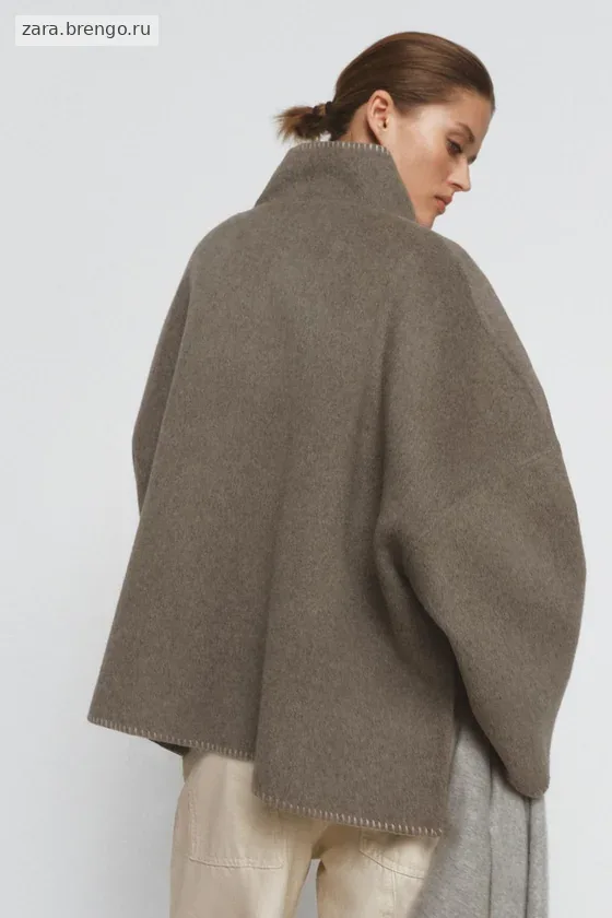 КУРТКА ИЗ СМЕСОВОЙ ШЕРСТИ С КОНТРАСТНОЙ СТРОЧКОЙ — коллекция Zara «ZW»