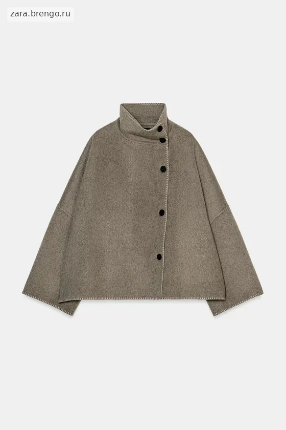 КУРТКА ИЗ СМЕСОВОЙ ШЕРСТИ С КОНТРАСТНОЙ СТРОЧКОЙ — коллекция Zara «ZW»