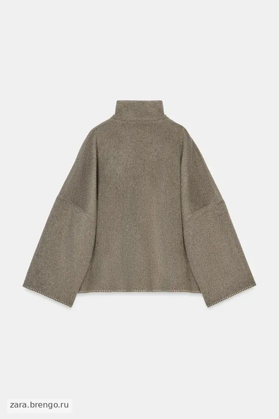 КУРТКА ИЗ СМЕСОВОЙ ШЕРСТИ С КОНТРАСТНОЙ СТРОЧКОЙ — коллекция Zara «ZW»