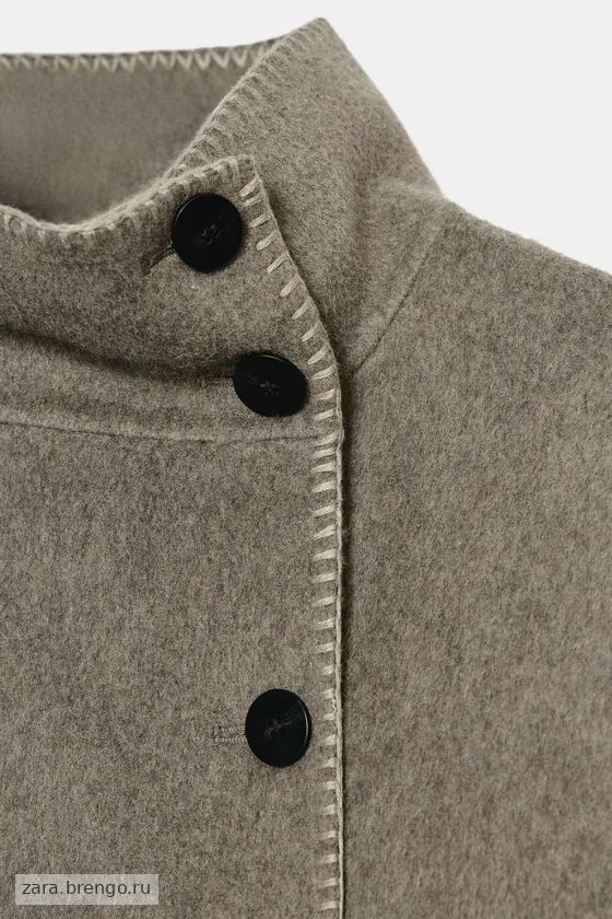 КУРТКА ИЗ СМЕСОВОЙ ШЕРСТИ С КОНТРАСТНОЙ СТРОЧКОЙ — коллекция Zara «ZW»