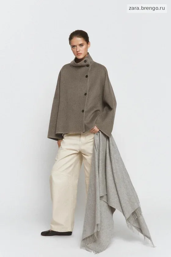 КУРТКА ИЗ СМЕСОВОЙ ШЕРСТИ С КОНТРАСТНОЙ СТРОЧКОЙ — коллекция Zara «ZW»