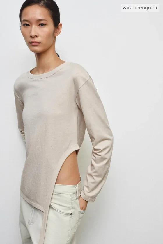 ФУТБОЛКА АСИММЕТРИЧНОГО КРОЯ В СТИЛЕ РУСТИК
