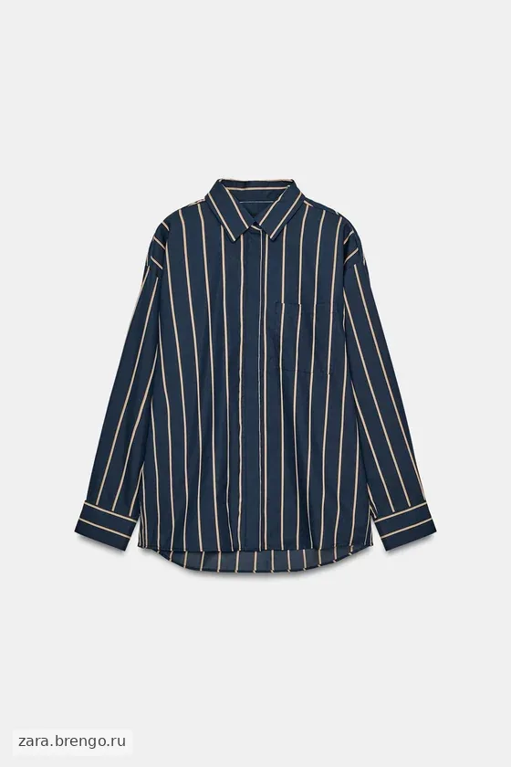 РУБАШКА ИЗ ПОПЛИНА В ПОЛОСКУ — коллекция Zara «ZW»