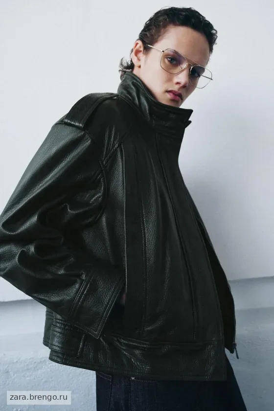 БОМБЕР ИЗ КОЖИ — коллекция Zara «ZW» 