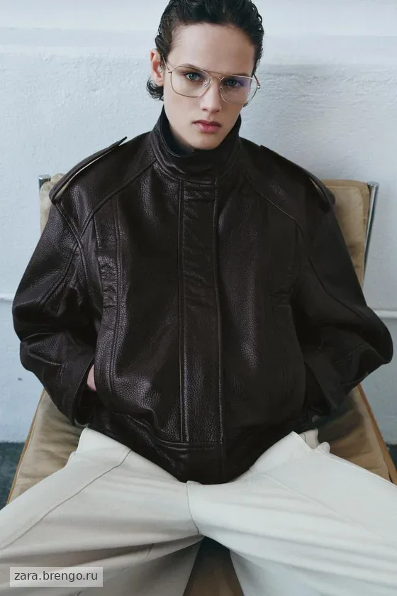 БОМБЕР ИЗ 100% КОЖИ — коллекция Zara «ZW» 