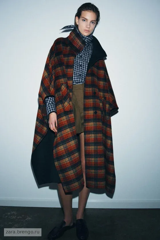 НАКИДКА В КЛЕТКУ ИЗ ШЕРСТИ, коллекция Zara «ZW», ЛИМИТИРОВАННАЯ СЕРИЯ
