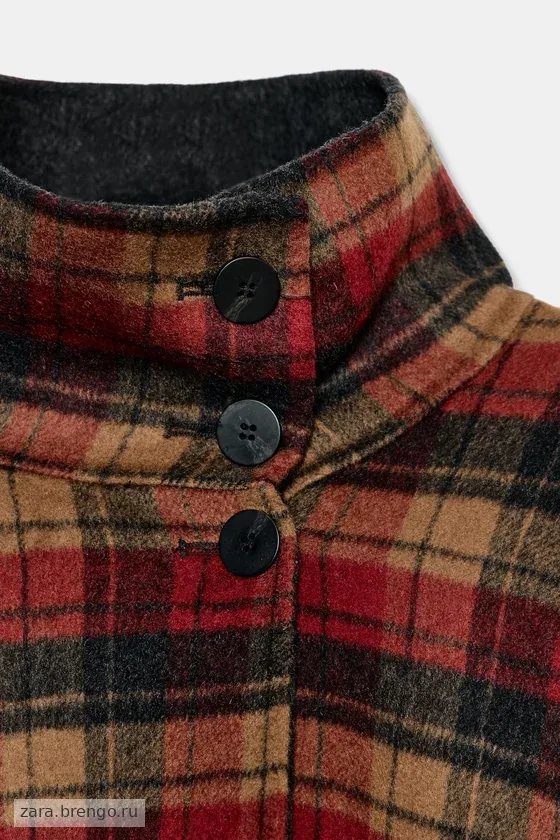 НАКИДКА В КЛЕТКУ ИЗ ШЕРСТИ, коллекция Zara «ZW», ЛИМИТИРОВАННАЯ СЕРИЯ