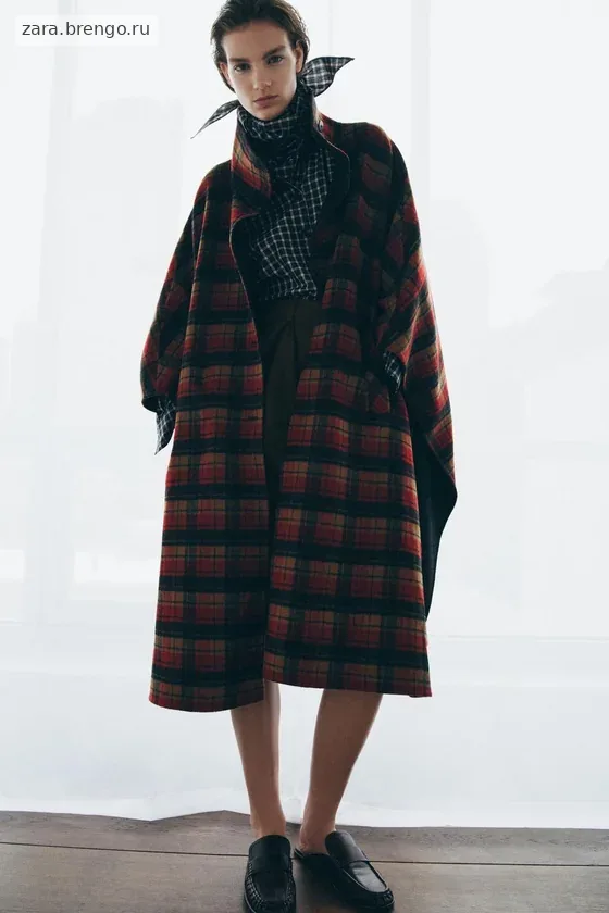 НАКИДКА В КЛЕТКУ ИЗ ШЕРСТИ, коллекция Zara «ZW», ЛИМИТИРОВАННАЯ СЕРИЯ
