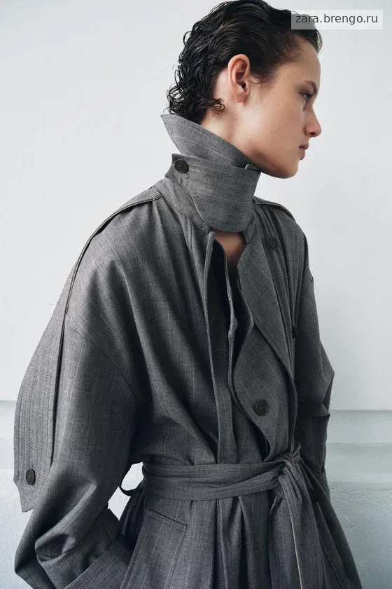 КОМБИНИРОВАННЫЙ ТРЕНЧ В КЛЕТКУ — коллекция Zara «ZW» 