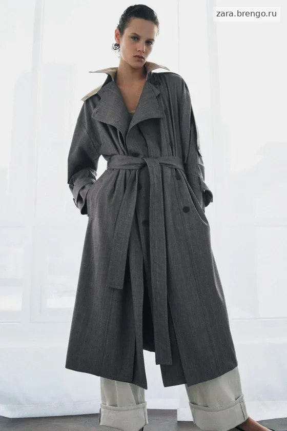 КОМБИНИРОВАННЫЙ ТРЕНЧ В КЛЕТКУ — коллекция Zara «ZW» 