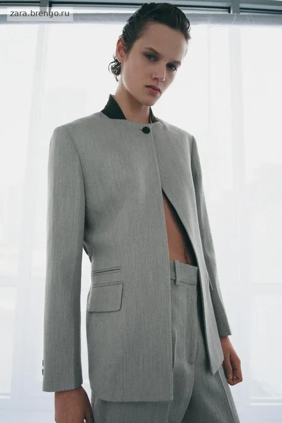 БЛЕЙЗЕР С КОНТРАСТНЫМ ВОРОТНИКОМ — коллекция Zara «ZW»
