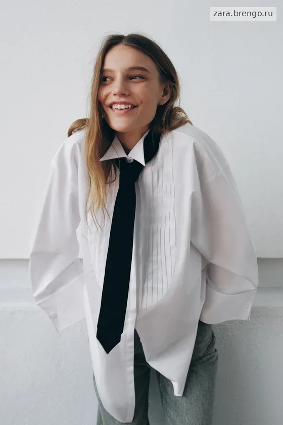 РУБАШКА ОВЕРСАЙЗ С ГАЛСТУКОМ коллекция Zara «ZW» 