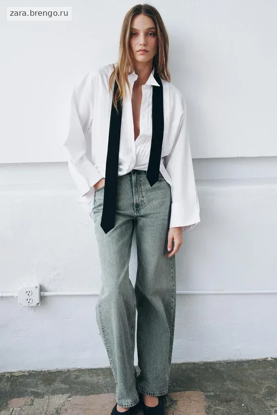 РУБАШКА ОВЕРСАЙЗ С ГАЛСТУКОМ коллекция Zara «ZW» 
