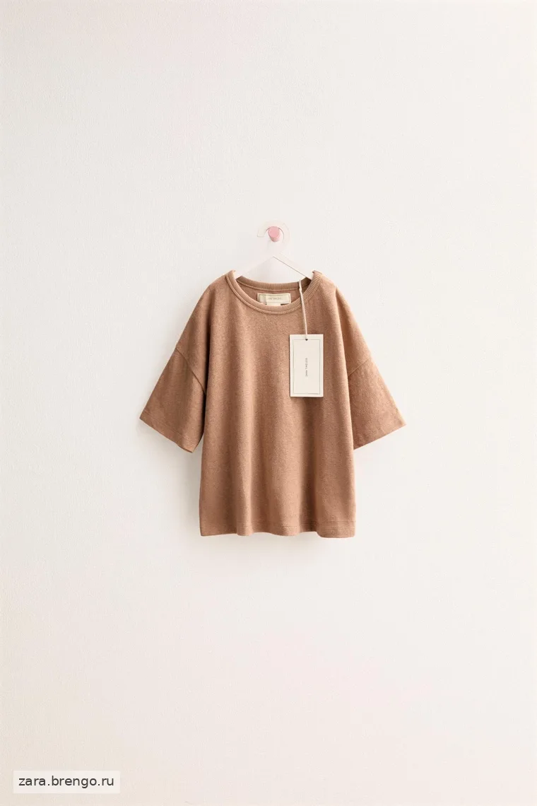 Футболка из хлопка и льна Zara «Timeless»