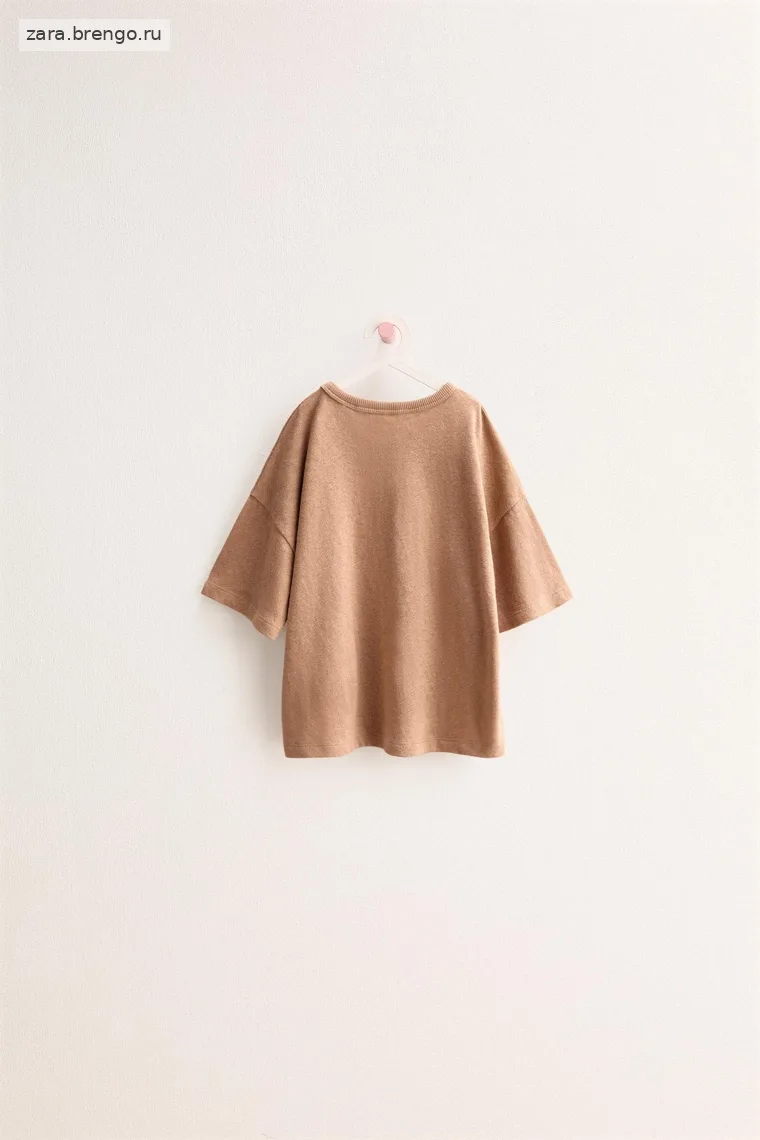 Футболка из хлопка и льна Zara «Timeless»