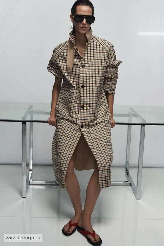 ДВУСТОРОННИЙ ТРЕНЧ В КЛЕТКУ — коллекция Zara «ZW»