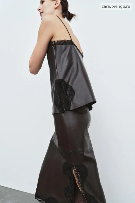 ЮБКА ИЗ 100% КОЖИ С КРУЖЕВОМ — коллекция Zara «ZW» 