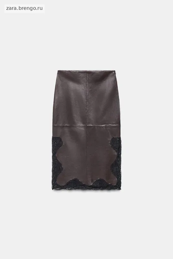 ЮБКА ИЗ 100% КОЖИ С КРУЖЕВОМ — коллекция Zara «ZW» 