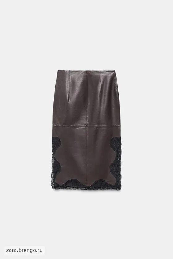 ЮБКА ИЗ 100% КОЖИ С КРУЖЕВОМ — коллекция Zara «ZW» 