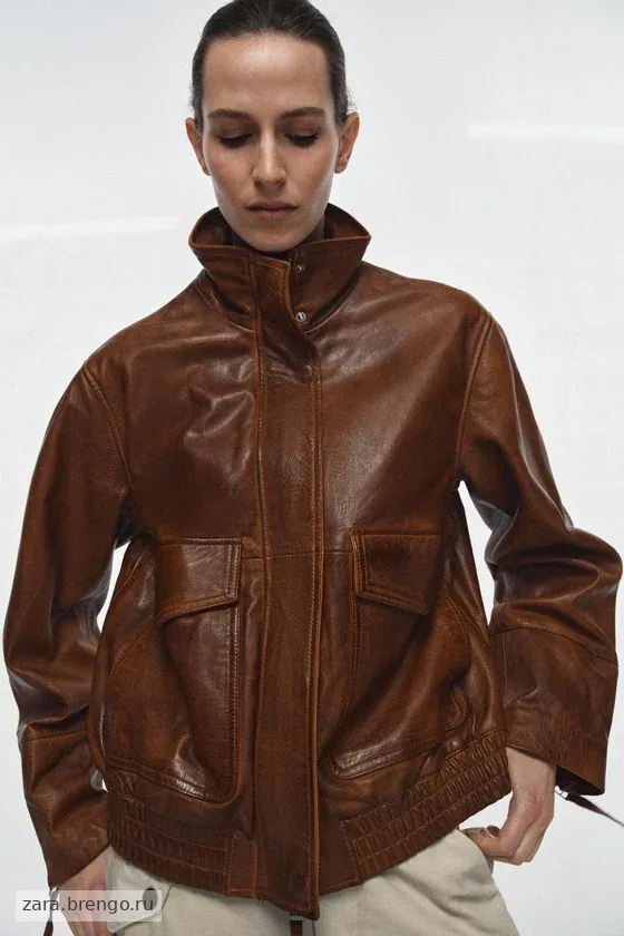 БОМБЕР ИЗ 100% КОЖИ — коллекция Zara «ZW» 