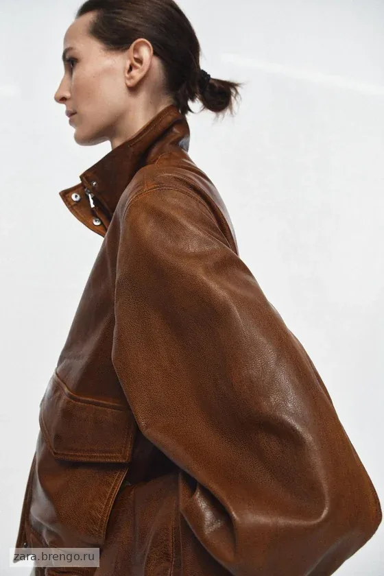 БОМБЕР ИЗ 100% КОЖИ — коллекция Zara «ZW» 