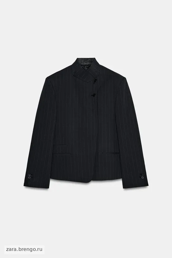 БЛЕЙЗЕР С ВОРОТНИКОМ-СТОЙКОЙ В ТОНКУЮ ПОЛОСКУ — коллекция Zara «ZW»