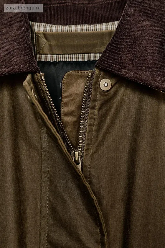 КУРТКА С ВОЩЕНЫМ ПОКРЫТИЕМ И ВЕЛЬВЕТОВЫМ ВОРОТНИКОМ — коллекция Zara «ZW»