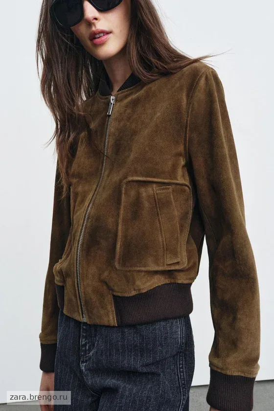 БОМБЕР ИЗ 100% ЗАМШИ — , коллекция Zara «ZW»